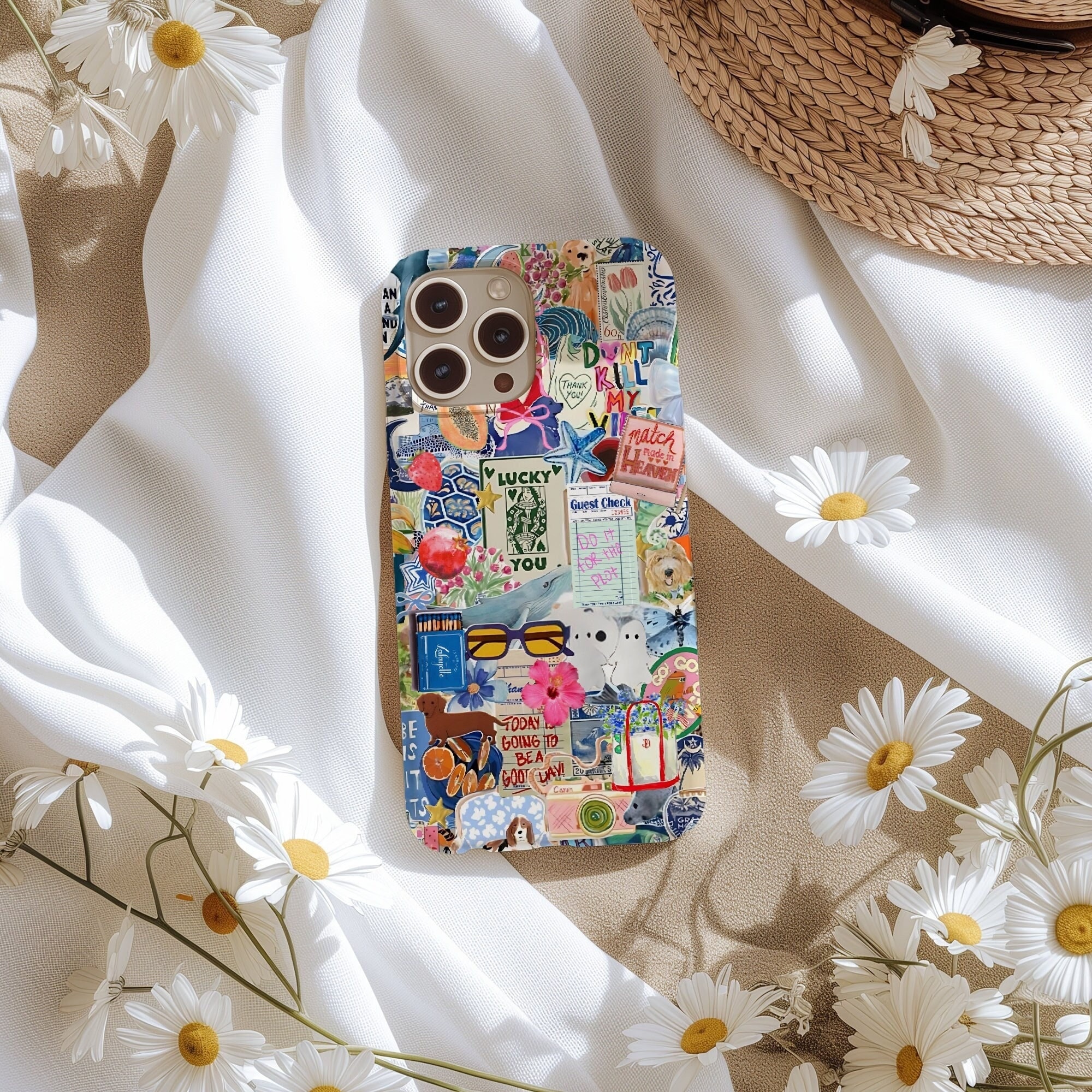 Retro Summer Hipster Collage Phone Case, Trendy That Girl Aesthetic, Vintage City Girl Case for iPhone 15 14 13 12 11 Pro Max 8 Plus X XR XS