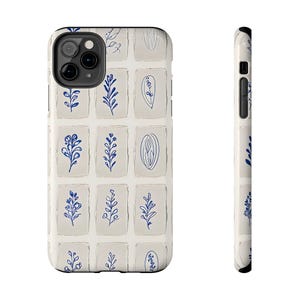 Minimalistische blaue botanische Handyhülle, elegantes Blumendesign, niedliche Blumenhülle für iPhone 17 16 15 14 13 12 11 Pro Max 8 Plus X XR Bild 5