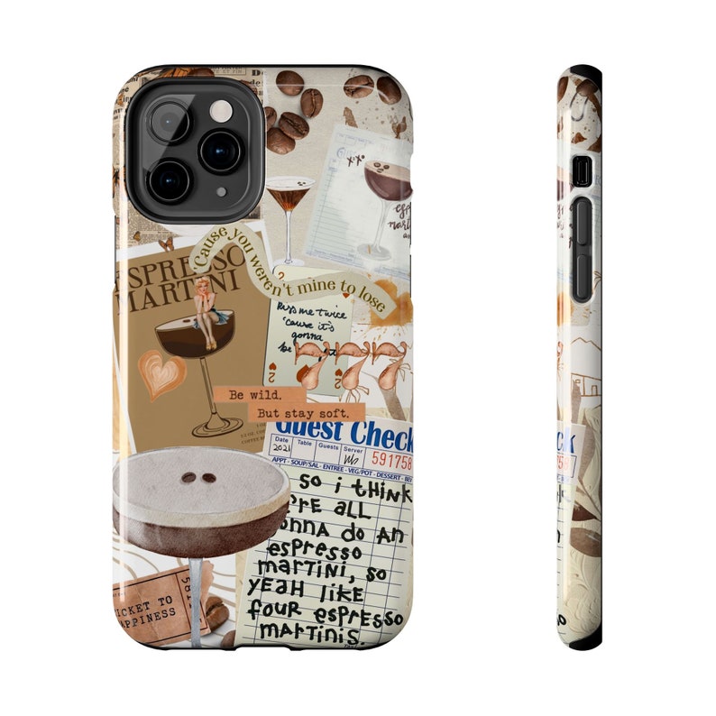 Espresso Martini Collage Phone Case, Trendy Phone Case, Dirty Martini, Cocktail Bar Cart Print for iPhone 17 16 15 14 13 12 11 Pro Max X XR image 6