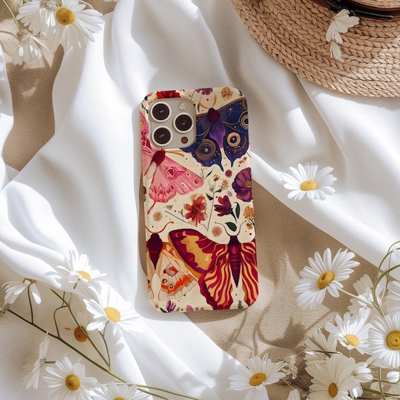 Whimsical Butterfly Floral Cottagecore Phone Case, Nature Lover Gift, Cute Flower Case for iPhone  17 16 15 14 13 12 11 Pro Max 8 Plus X XS