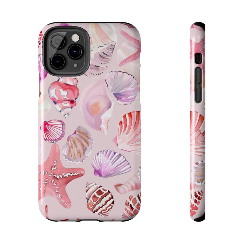 Pink Watercolor Seashell Collage Phone Case, Cute Beachy Phone Case, Coconut Surfer Girl, for iPhone 17 16 15 14 13 12 11 Pro Max X XR XS image 5