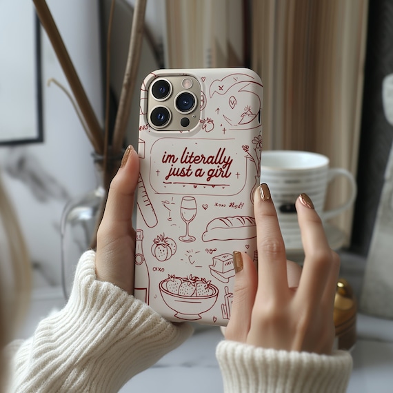 Vintage I'm Literally Just a Girl Collage Phone Case, Preppy Girl Dinner, Cute Girly Case for iPhone  17 16 15 14 13 12 11 Pro Max 8 Plus X