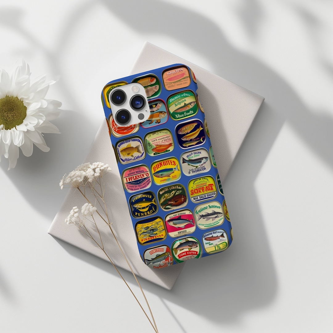Vintage Sardine Can Phone Case, Sardines Print, Trendy Phone Case