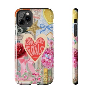 Love Never Fails Vintage Coquette Collage Phone Case, Preppy & Cute Aesthetic, Girly Case for iPhone 16 15 14 13 12 11 Pro Max 8 Plus X XR image 5