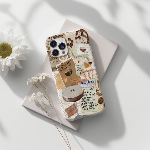Espresso Martini Collage Phone Case, Trendy Phone Case, Dirty Martini, Cocktail Bar Cart Print for iPhone 17 16 15 14 13 12 11 Pro Max X XR