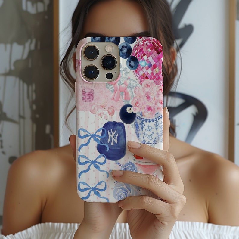 Coquette 8 Ball Collage Phone Case, Preppy and Cute Aesthetic, iPhone 15 14 13 12 11 Pro Max 8 Plus X, Samsung Galaxy S23 S22 S20 Ultra zdjęcie 2