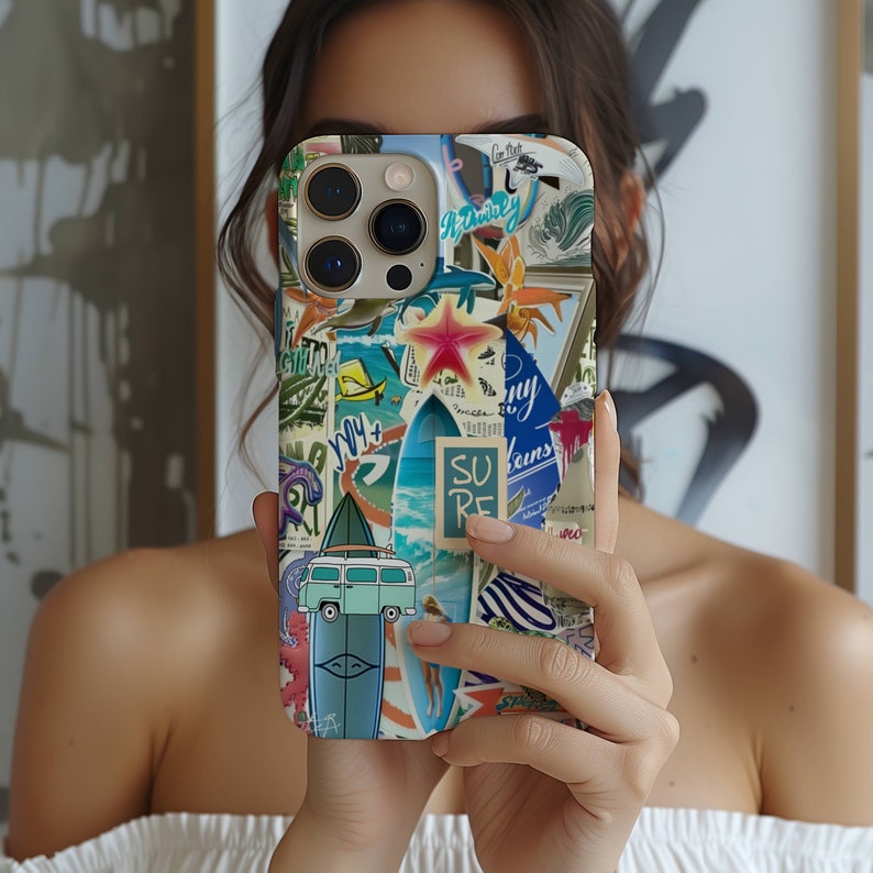 Coconut Girl Collage Aesthetic Phone Case, Ocean Beach Inspired, iPhone 15 14 13 12 11 Pro Max 8 Plus X, Samsung Galaxy S23 S22 S20 Ultra image 2