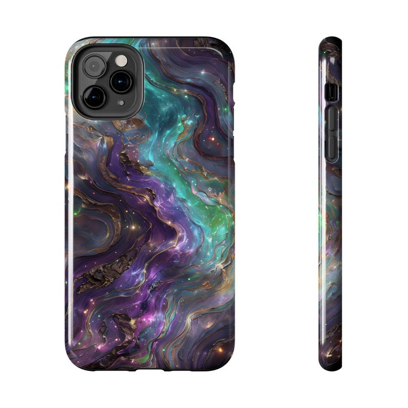 Galaxy Marble Swirl Phone Case, Cosmic Abstract Art, Space-Themed Aesthetic, Celestial Case for iPhone 17 16 15 14 13 12 11 Pro Max 8 Plus X image 5