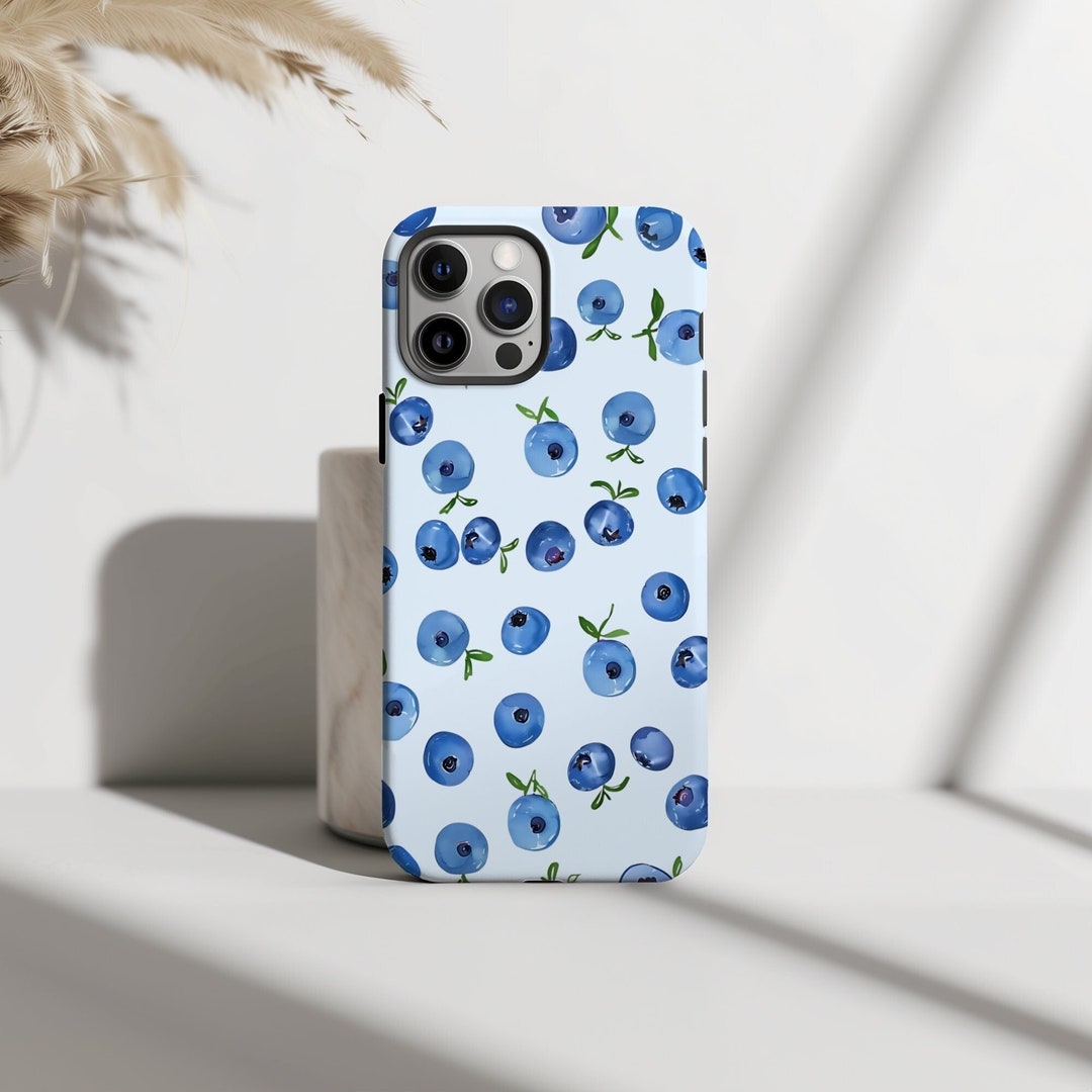 Watercolor Blueberry Milk Phone Case, Trendy Summer Spring