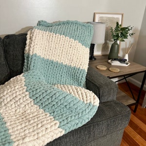Color Block Chunky Knit Blanket