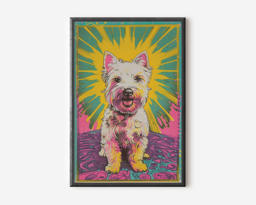 Psychedelic Westie Pop Art Print - Colorful West Highland Terrier ...