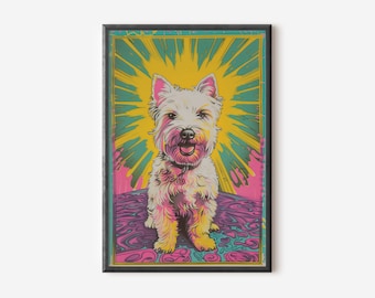 West Highland Terrier Wall Art | Colorful Pet Art | Psychedelic Dog Poster | Dog Lover Gift | Digital Download