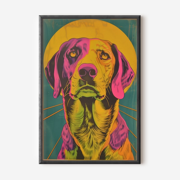 Abstract Halo Beagle Digital Print - Vibrant Modern Pet Artwork for Eclectic Home Decor