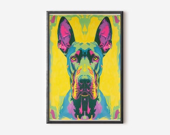 Great Dane Wall Art | Vibrant Dog Print | Boho Dog Poster | Dog Lover Gift | Digital Download