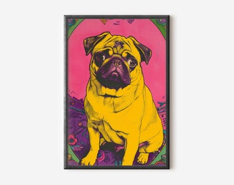 Mops-Wand-Dekor | Moderne Hundekunst | Zeitgenössisches Hunde Poster | Hund Wand Kunst Dekor | Digitaler Download
