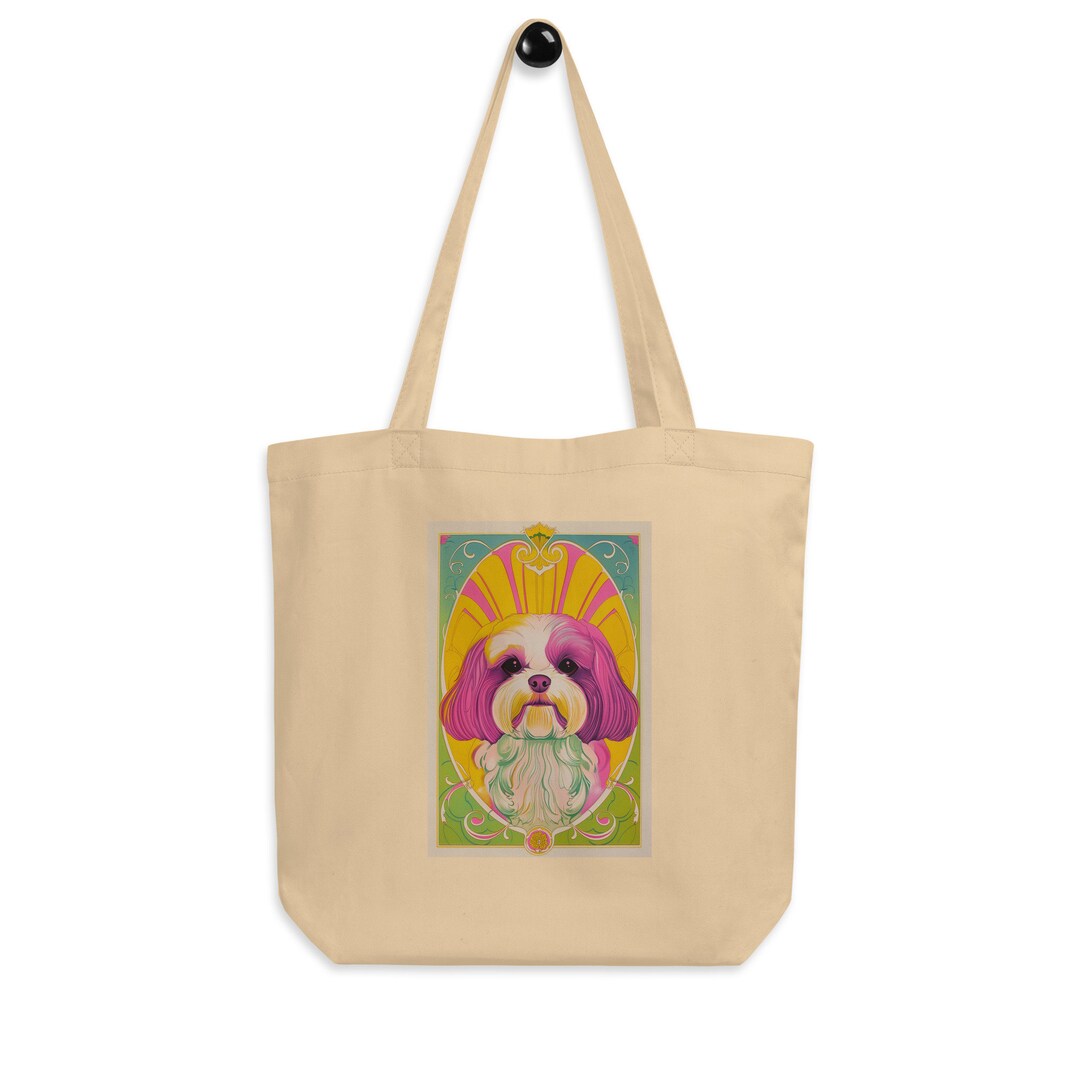 CafePress Shih Poo Dog Mom Canvas Tote Bag - Reusable Natural Cotton Shopping Bag With Fun Print