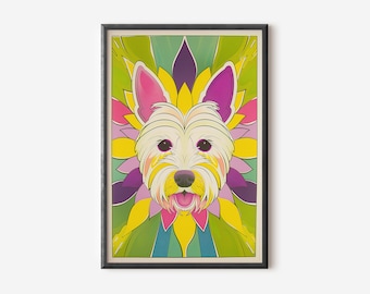 West Highland Terrier Wall Art | Dog Art Print | Trippy Dog Poster | Gift for Dog Lovers | Digital Download
