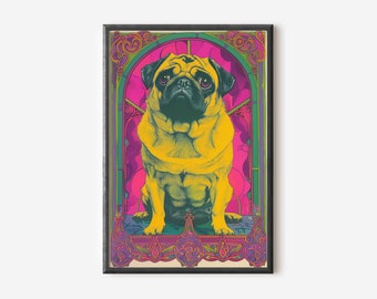 Pug Wall Decor | Colorful Dog Print | Abstract Dog Poster | Unique Dog Gift | Digital Download