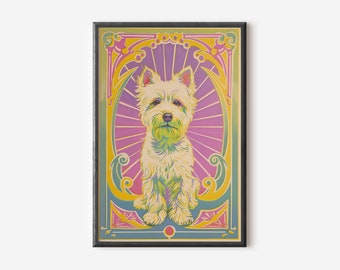 West Highland Terrier Wall Art | Vibrant Dog Print | Abstract Dog Poster | Cute Dog Decor | Digital Download