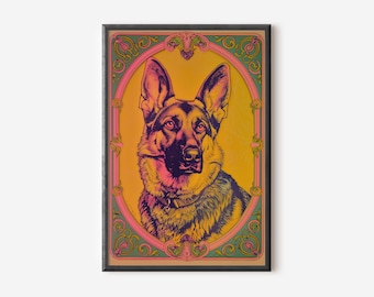 Schäferhund Wand Kunst | Moderne Hundekunst | Hunde Poster | Hundeliebhaber Geschenk | Digitaler Download