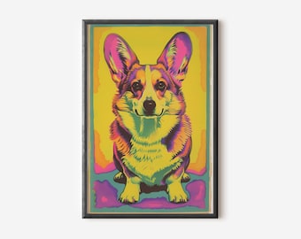 Corgis Wandkunst | Hund Kunstdruck | Pop Art Hunde Poster | Süßer Hundedekor | Digitaler Download