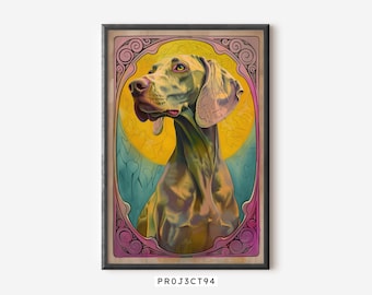 Weimaraner Wall Art | Colorful Pet Art | Boho Dog Poster | Modern Dog Decor | Digital Download