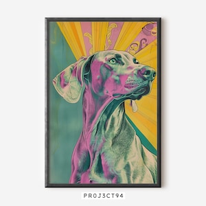 Vibrant Weimaraner Dog Pop Art Print, Colorful Modern Canine Wall Art, Bright Pet Portrait Poster