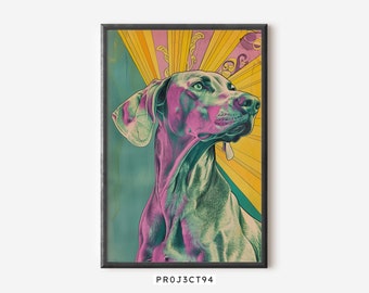 Weimaraner Wall Decor | Vibrant Dog Print | Art Nouveau Dog Poster | Colorful Dog Decor | Digital Download