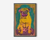 Pug Wall Art | Dog Art Print | Colorful Dog Poster | Cute Dog Decor | Digital Download