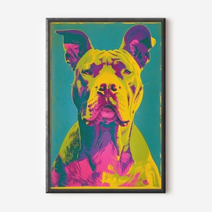 Pop Art Bull Terrier Digital Print, Colorful Modern Dog Art, Bold Canine Portrait