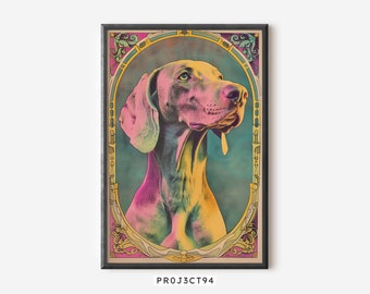 Weimaraner Wall Art | Dog Art Print | Pop Art Dog Poster | Colorful Dog Decor | Digital Download