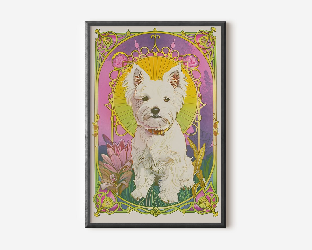 West Highland White Terrier Art Nouveau Style Digital Print - Sunburst ...