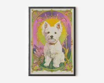 West Highland Terrier Wall Art | Modern Dog Art | Art Nouveau Dog Poster | Dog Lover Gift | Digital Download