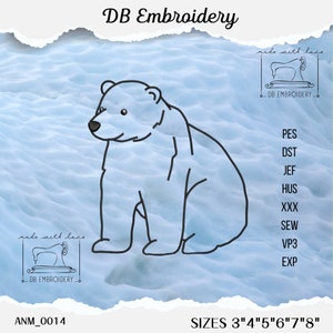 Polar Bear embroidery design for baby clothes - Multiple Sizes 3" to 8" - Compatible with PES, DST, JEF...