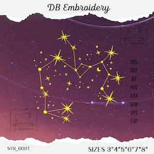Sagittarius Constellation Embroidery Design - Zodiac Star Sign Pattern for Instant Download - Embroidery Files in Multiple Formats