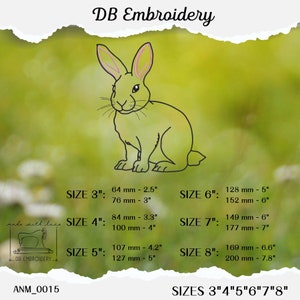 Adorable bunny bembroidery design for Machine Embroidery - Multiple Sizes 3" to 8" - PES, DST, JEF