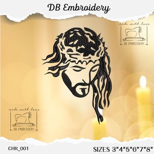 Jesus Face Embroidery Design: Crown of Thorns (3-8 inch) (Digital Machine File)