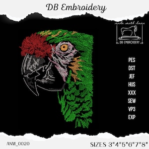 Vibrant Macaw Parrot Embroidery Design: Tropical Bird (PES, DST, JEF)