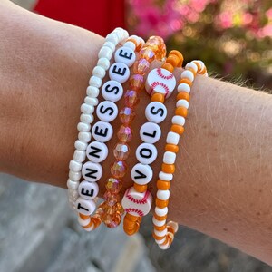 Tennessee Baseball Beaded Bracelet Stack, Rocky Top, Go Vols, LoveStacks, VFL, GBO