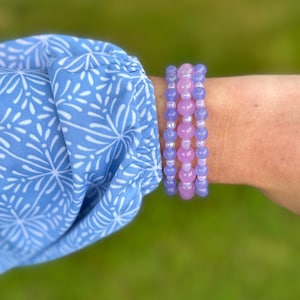 Lilac Purple Beaded Bracelet Stack, Glass Beads, Friendship Bracelets, LoveStack, LoveStacks, Signature Collection
