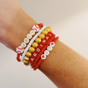 Custom Cardinals Baseball Seed Bead Bracelet Set