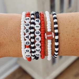 Georgia Bulldogs Beaded Bracelet Stack: UGA Gameday Jewelry