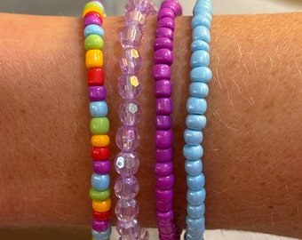 Colorful Beaded Bracelet Stack, Seed Beads, Easter gift, Love Stack, Bracelets