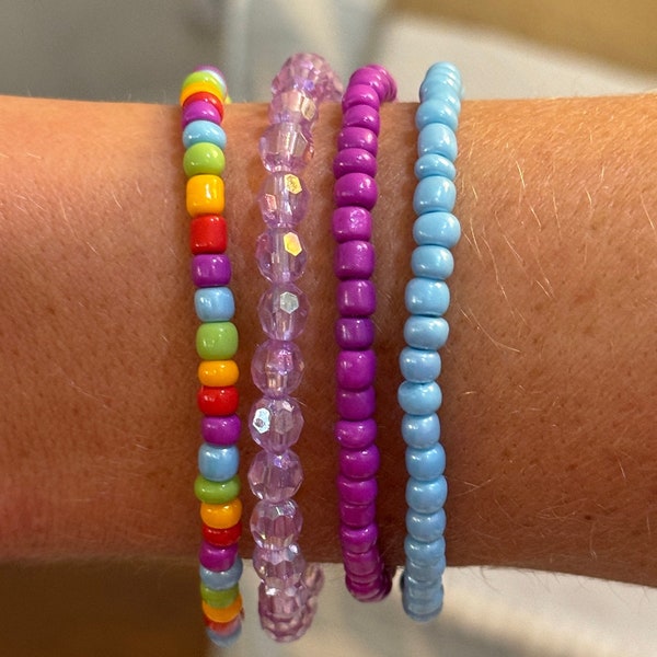 Colorful Beaded Bracelet Stack, Seed Beads, Easter gift, Love Stack, Bracelets