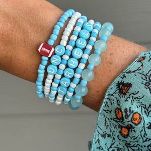UNC Beaded Bracelets, Chapel Hill, Gameday Jewelry, Tarheels, Go Heels, North Carolina Bracelets, Custom Jewelry, LoveStacks