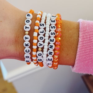 Tennessee Volunteers Beaded Bracelet Stack, Rocky Top, Tailgate Bracelets, Go Vols, LoveStacks, Football Time in Tennessee, VFL, GBO