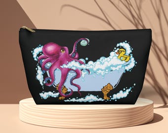Octopus Bubble Bath Zipper Pouch, Whimsical Travel Organizer