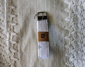 White & Grey Dot Trees Key Fob Wristlet