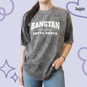 Bangtan Vintage Mineral Wash Bts Vintage Bts Shirts T-Shirt Bts Kpop Tee Bts Retro Grey Shirt Music Fan Gift Bts Shirts Hipster Top