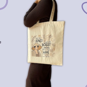 BTS Canvas Bag BTS Tote Bag Agust D Daechwita Tote Bag Hand-Drawn Suga Illustration & Lyrics Tote Bag | BTS Doodle Design Tote Bag